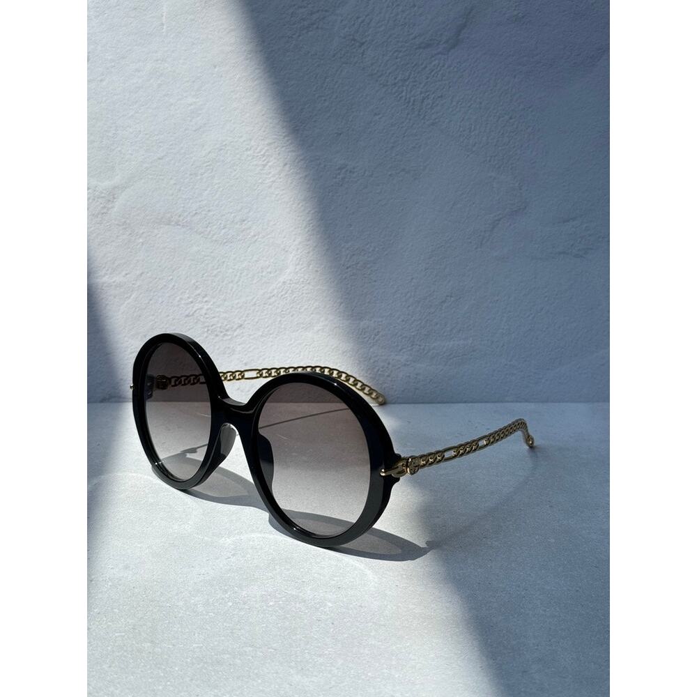 NEW Gucci GG0726S Black Earring Round Oversized Sunglasses - Picture 4 of 7